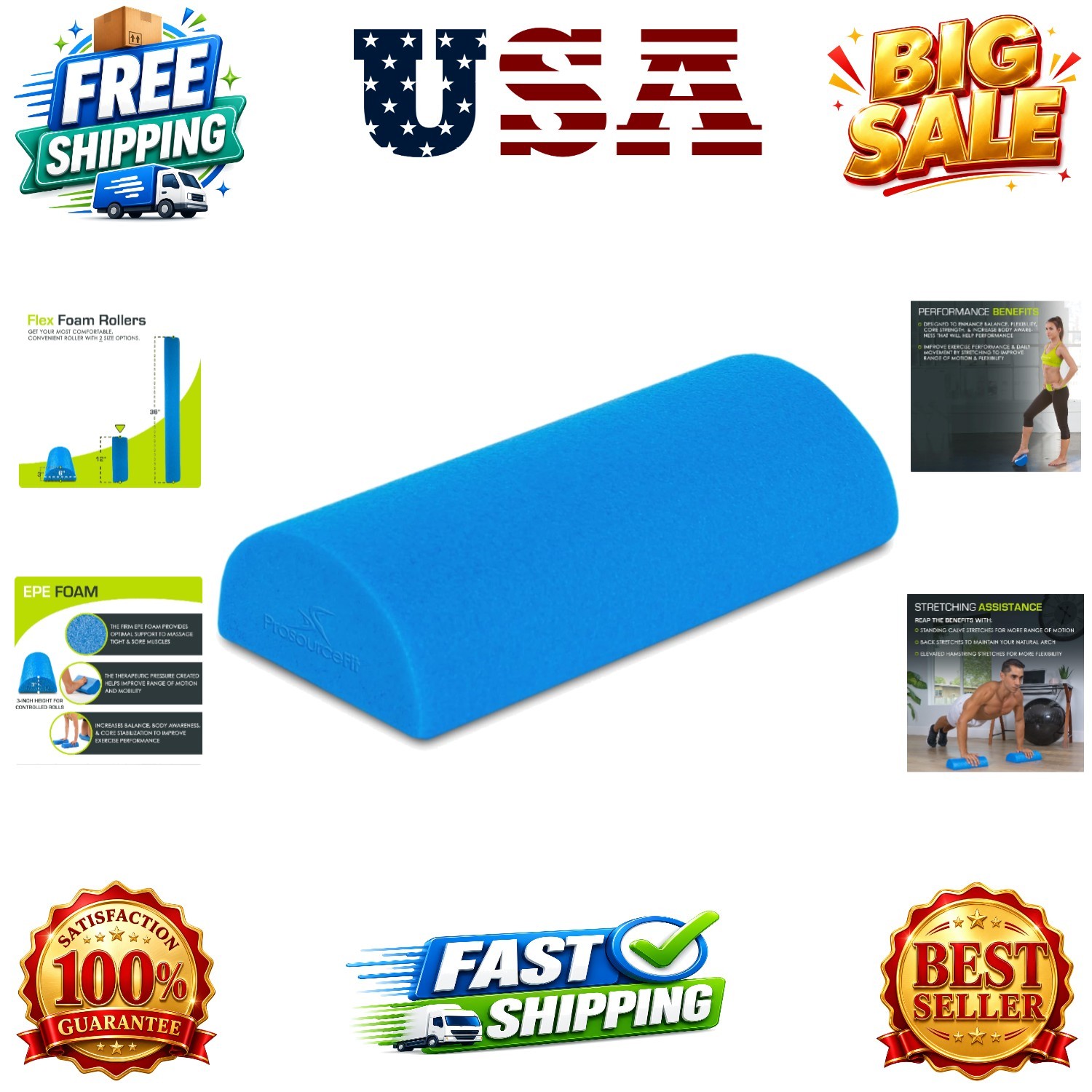 Flex Foam Rollers for Muscle Massage, Physical Therapy, Core & Balance Exerci...