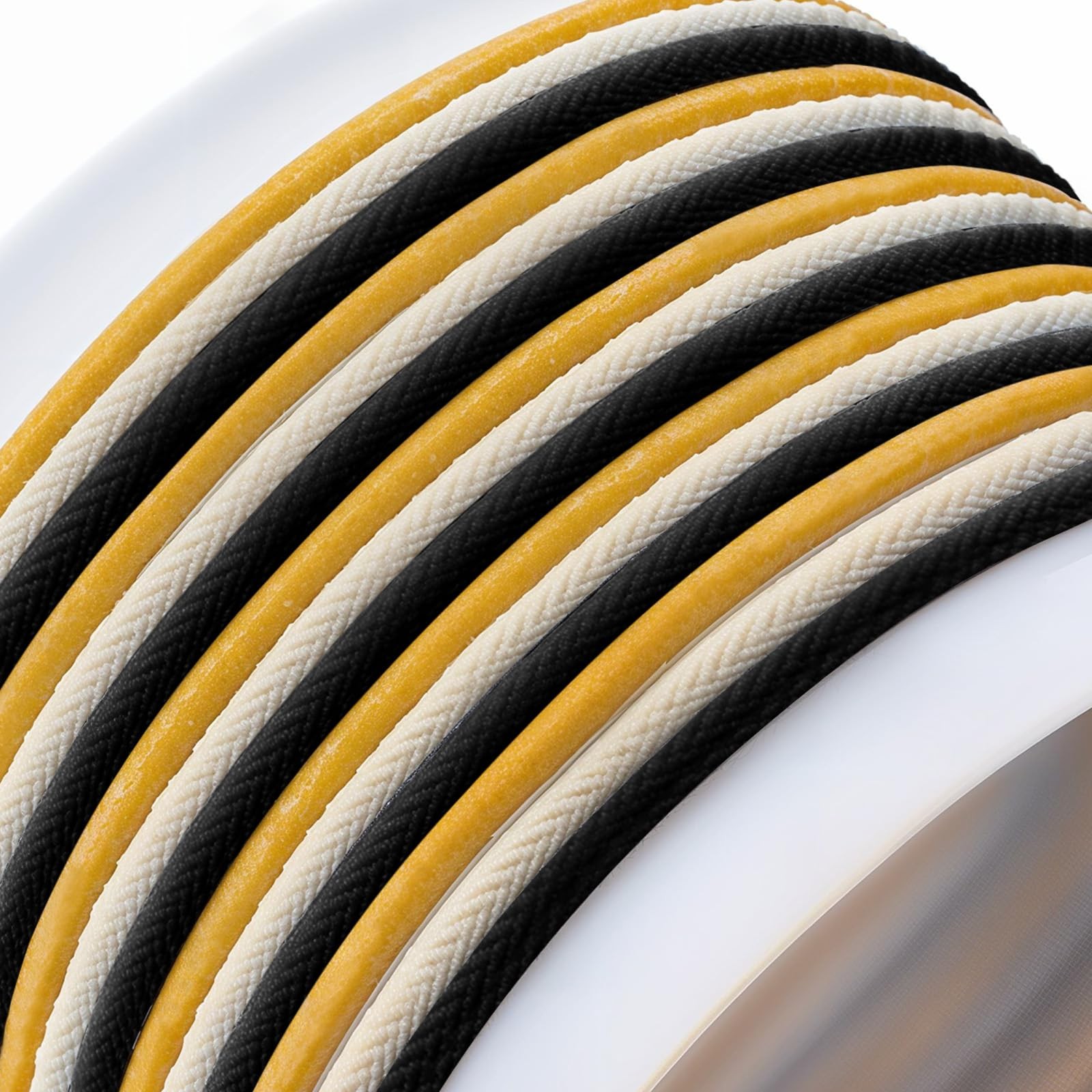 Cloth-Covered Braided Guitars Wires, Electric White, Black, Yellow