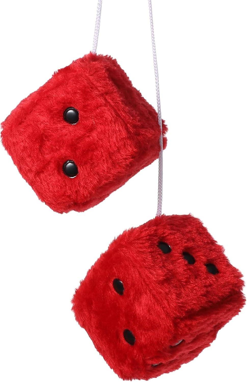Fuzzy Dice for Car Mirror, 1 Pair of Retro 2.75” Fuzzy Dice for Rear View Mirror