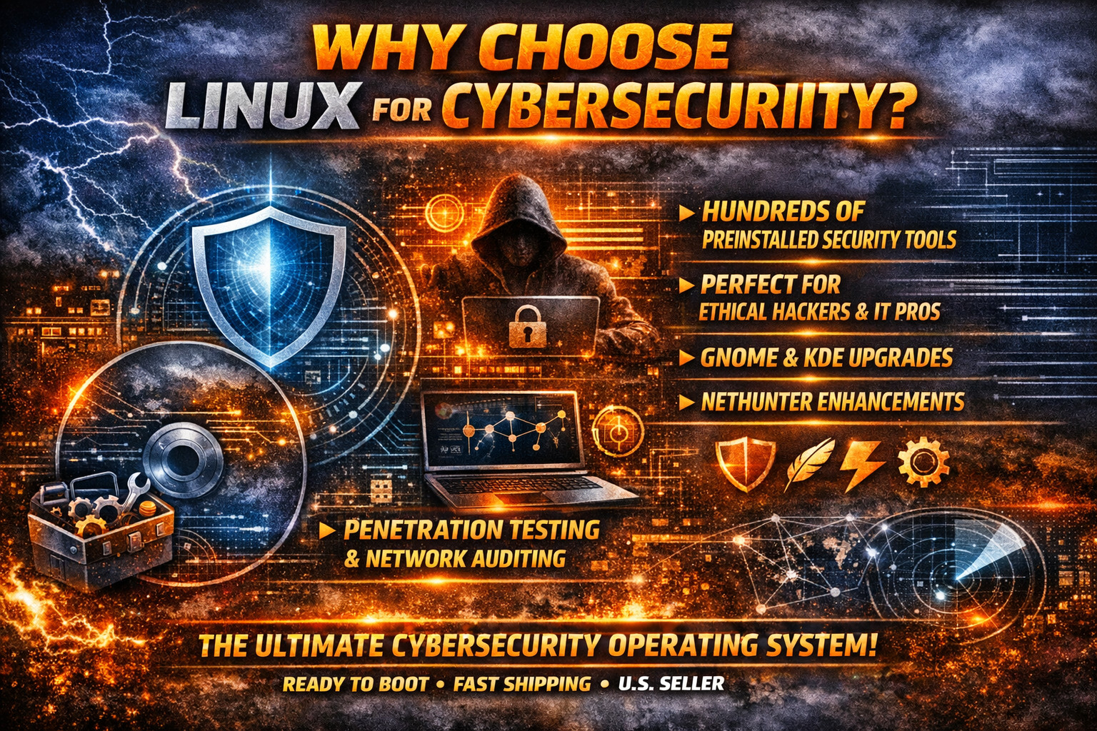 Kali Linux v2025.2 BOOTABLE Install DVD KALI HACKER Pentesting FL SHIPPER