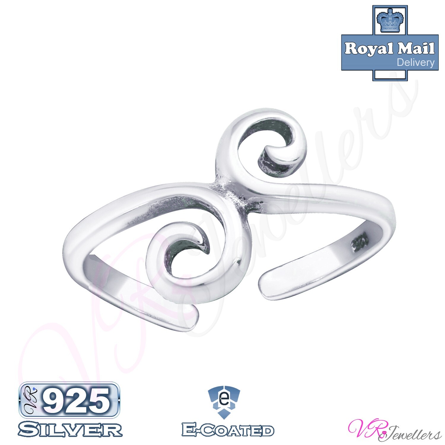 925 Spiral Toe Ring Adjustable Oxidized Solid Sterling Silver Women Toe Ring