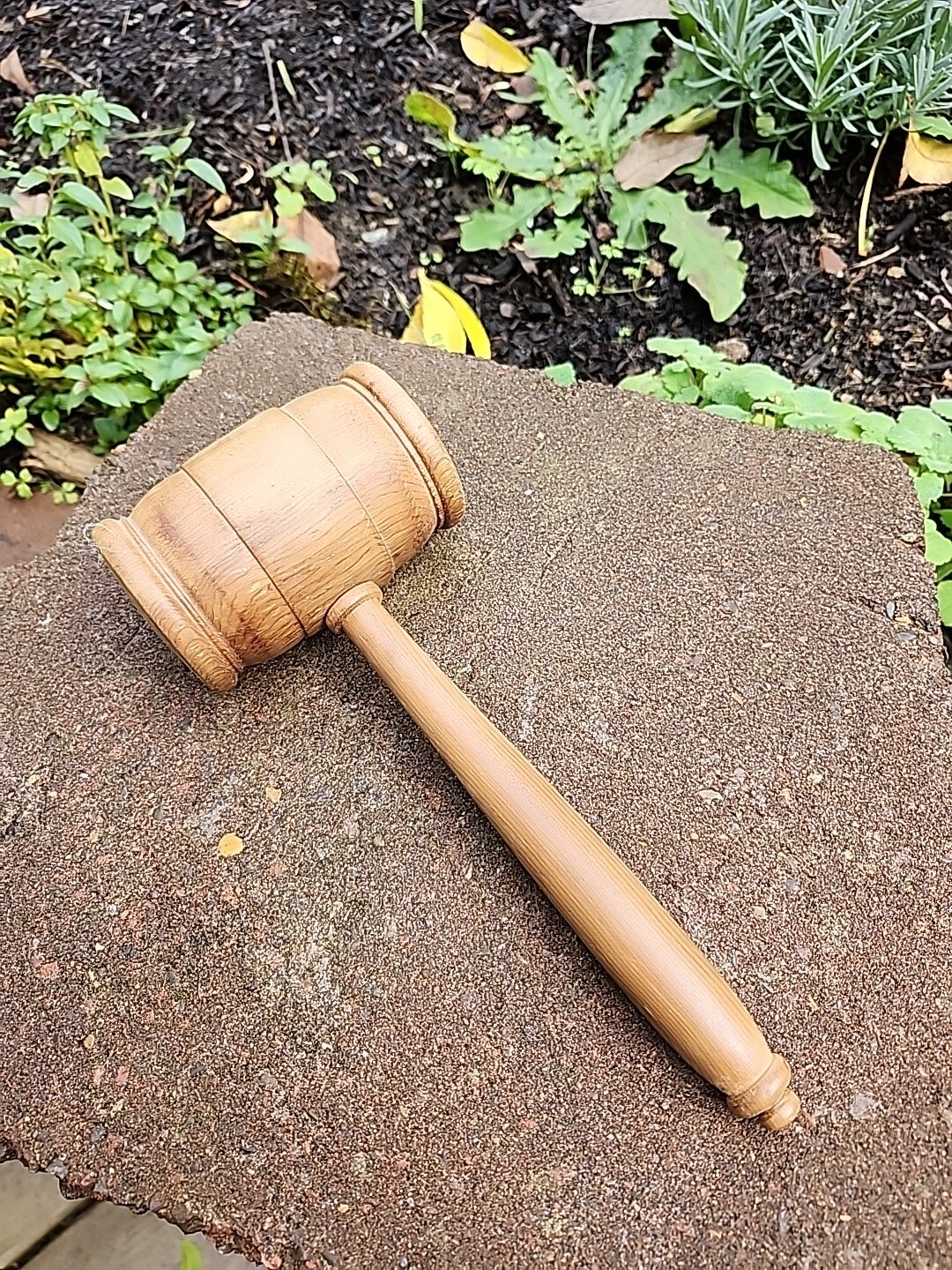 VintageJudge Auctioneer Gavel Mallet Hammer Solid Wood Hand Carved 10” Length @