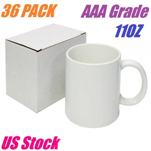 USA 11OZ Coating White Ceramic Mug Grade AAA for Sublimation Printing W/ Box