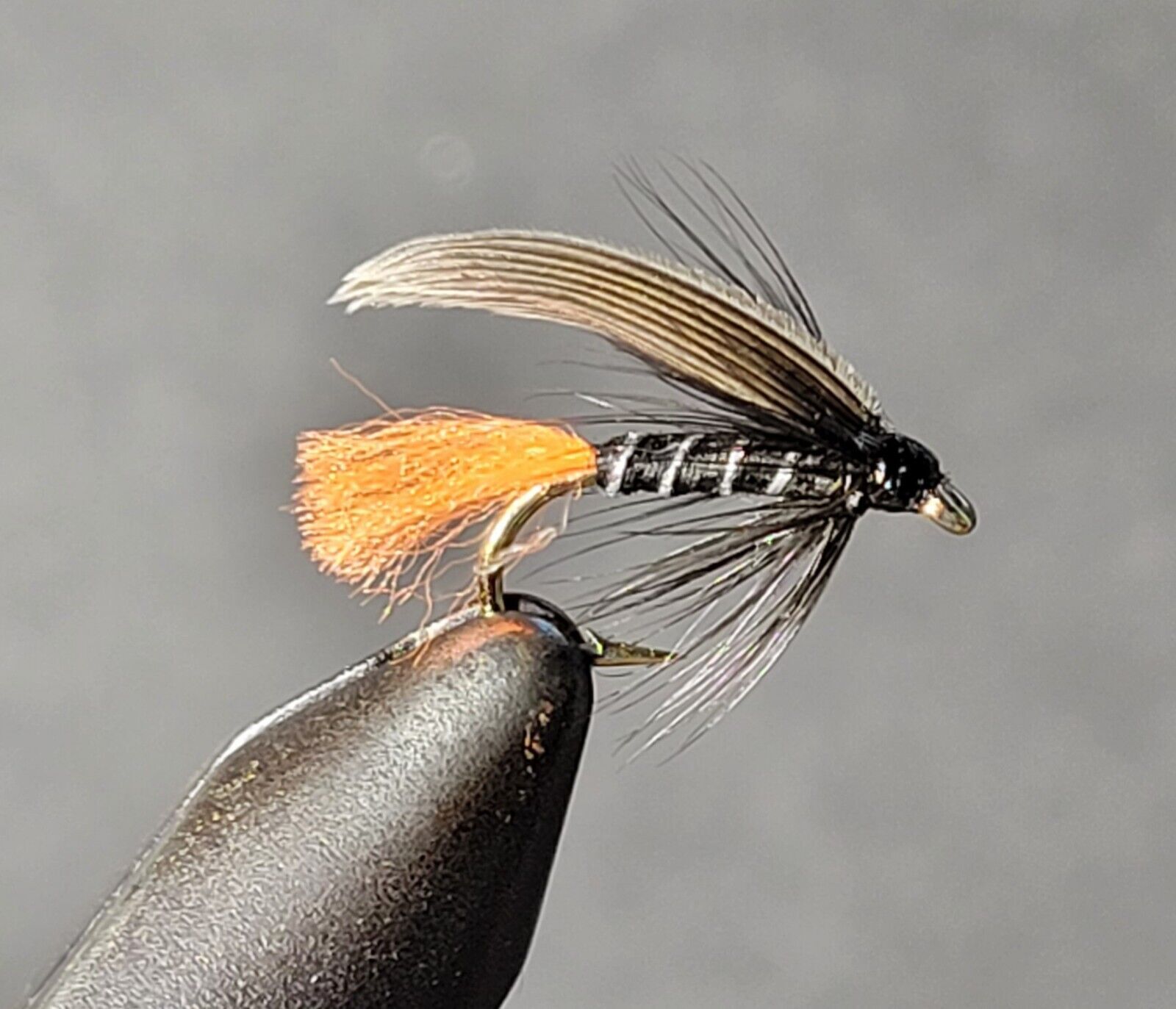 1 Fly, Orange Butt Black Pennel Wet Fly for Fly Fishing, You Choose Size