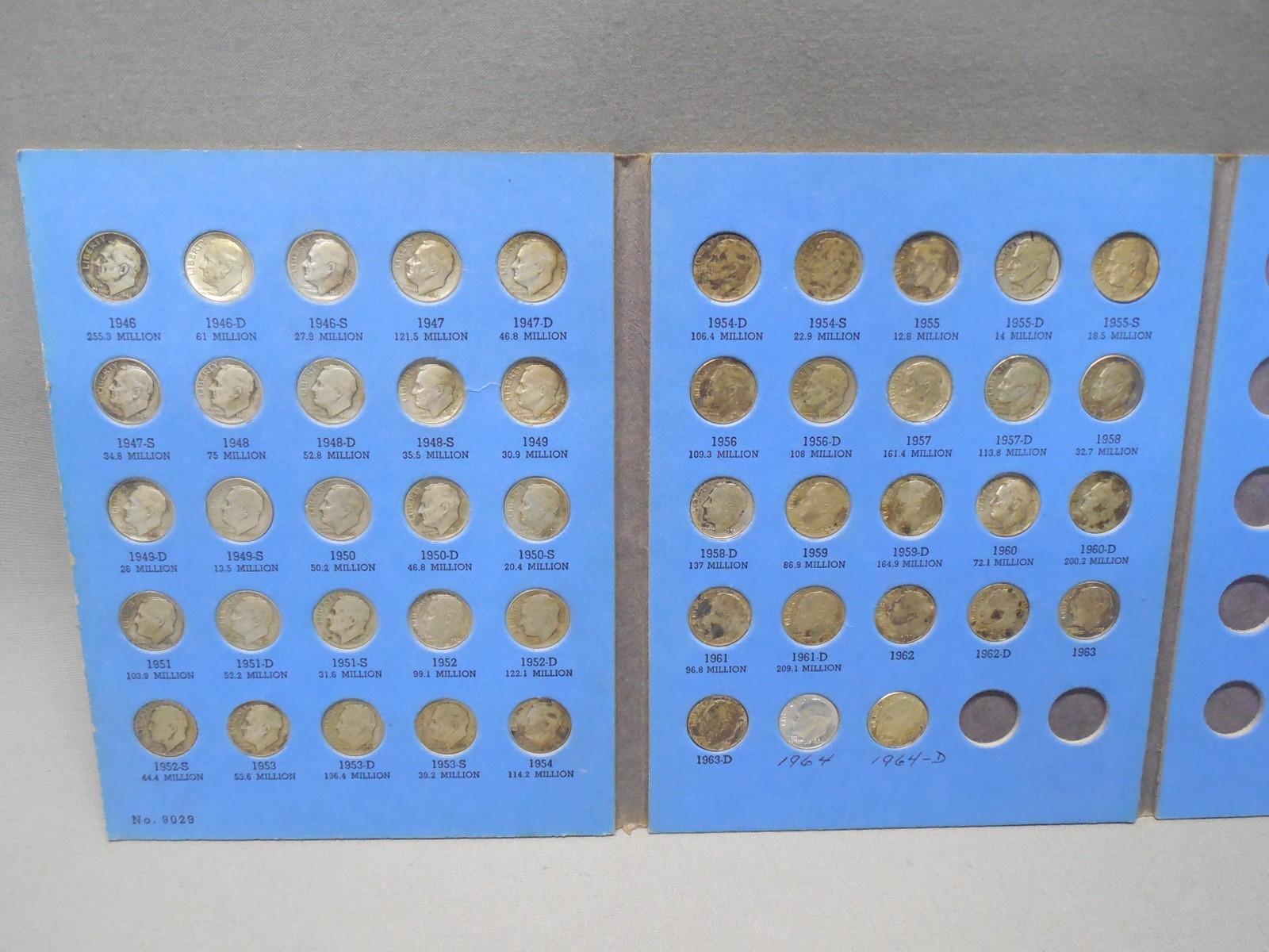 Roosevelt Dime Complete Collection (48 coins) 90% Silver In Whitman Folder