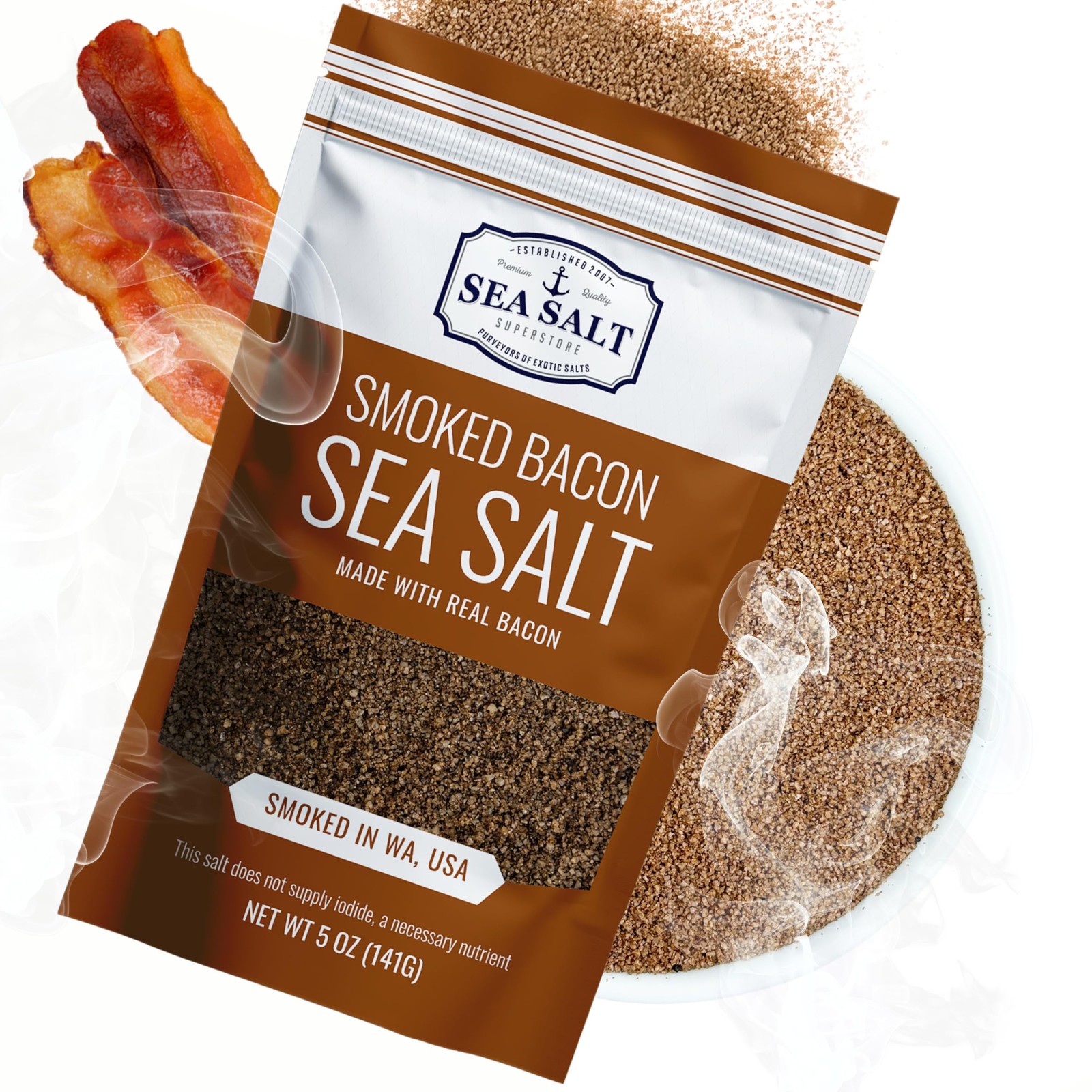 Bacon Alderwood Smoked Sea Salt - Infused Cooking & Finishing Seasoning