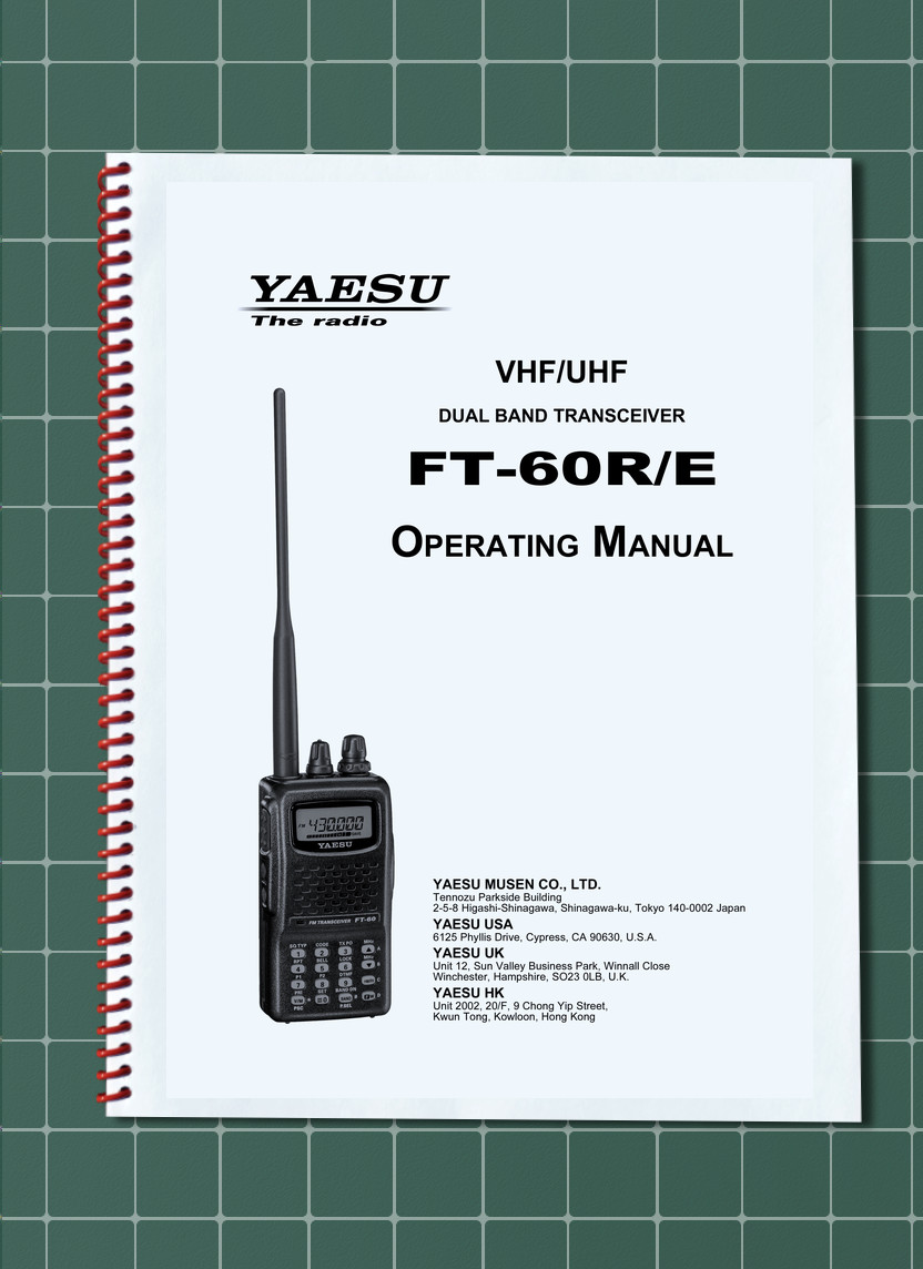 Yaesu FT-60R/E — OPERATING MANUAL Guide Documentation — 84 Pages — USA Made