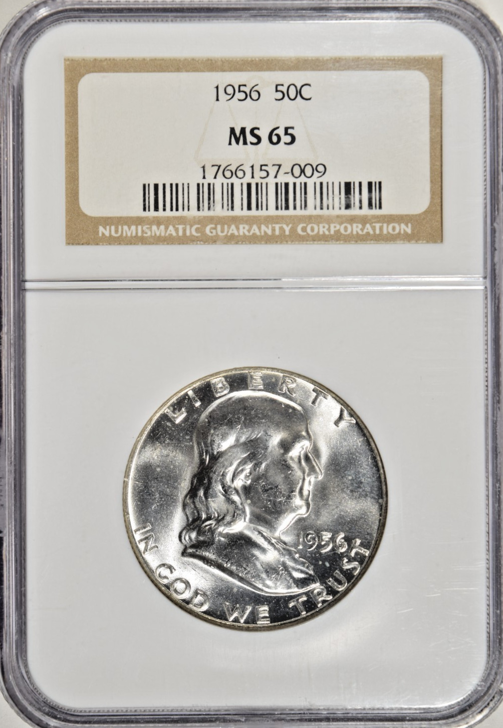 1956 FRANKLIN HALF DOLLAR ~ NGC MS65 ~ BRIGHT WHITE!