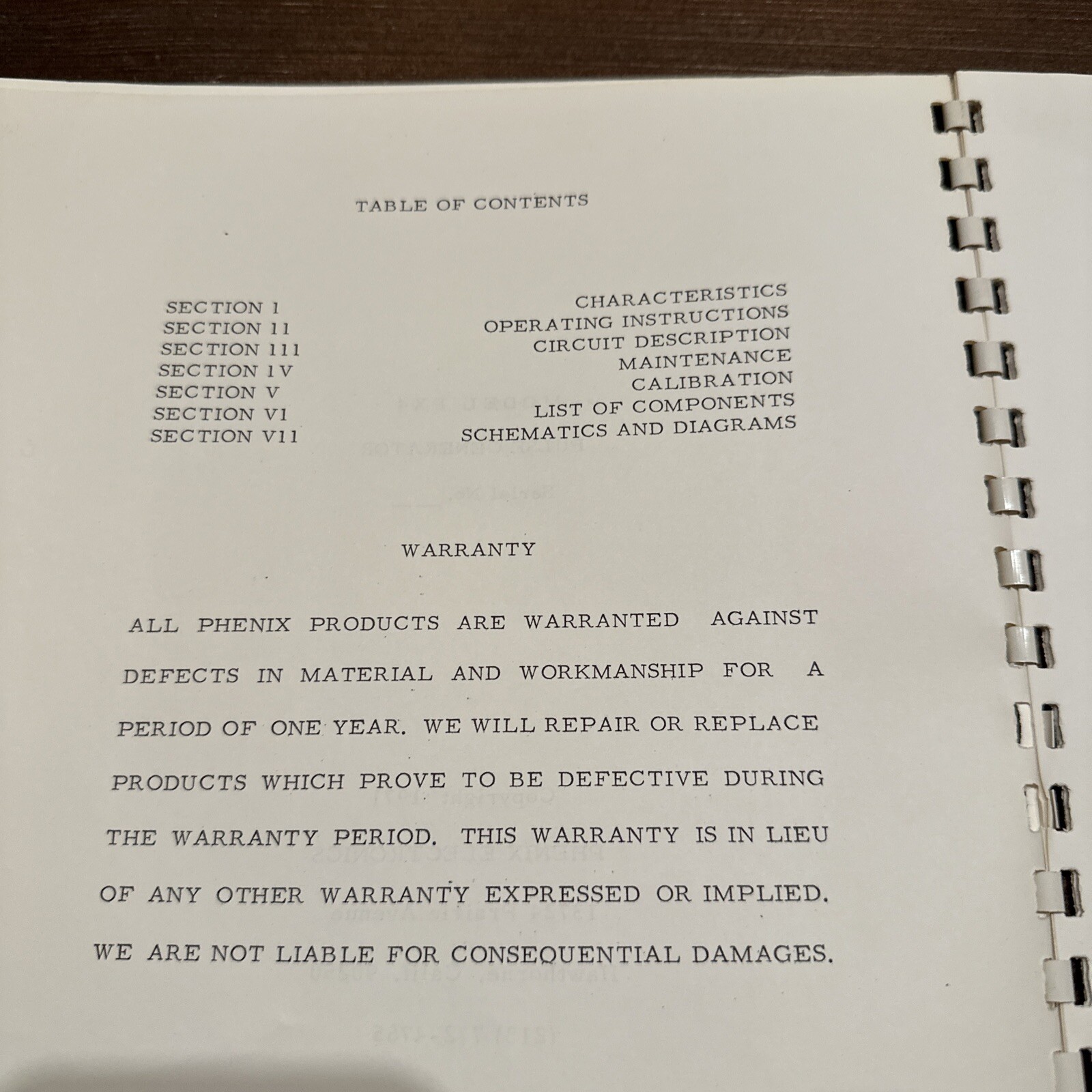 Phenix Electronics Model PX4 Pulse Generator Instruction Manual