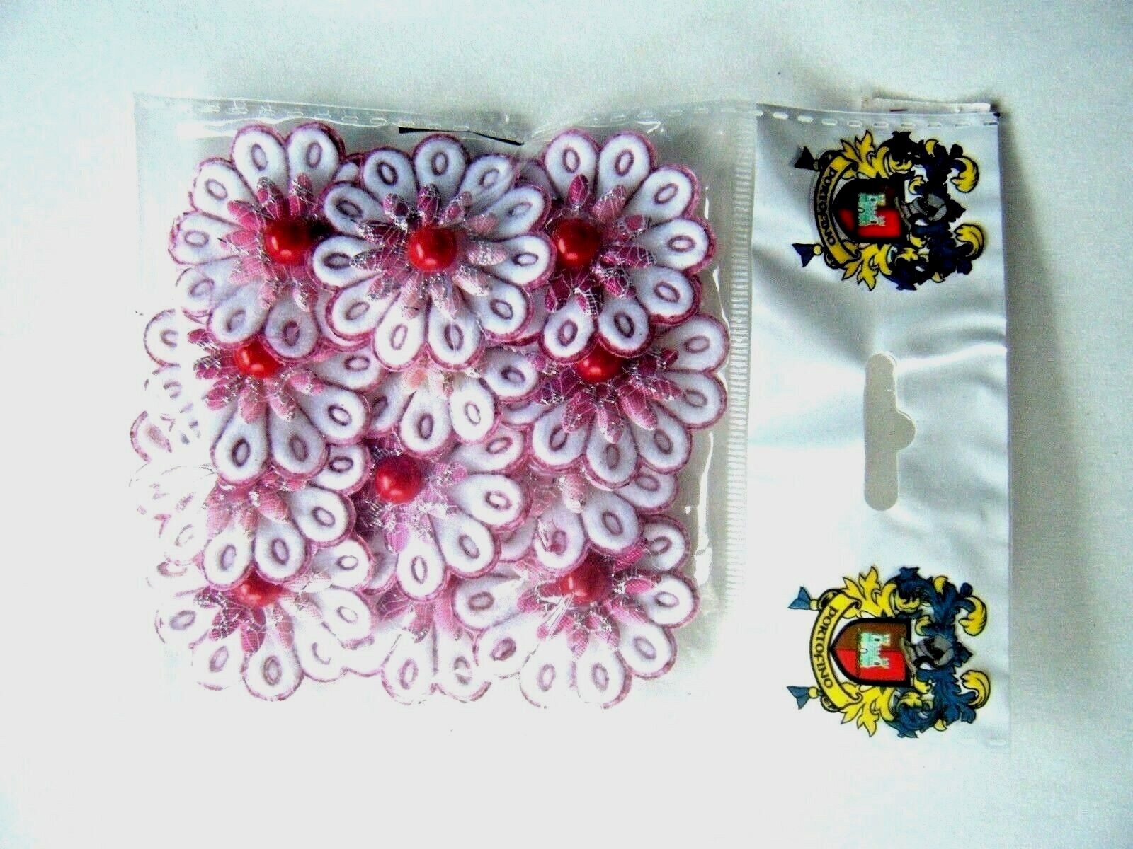 1 Pack Of 12 Fuchsia Pink Daisy Appliques Pearl Bead Center New In Pkg