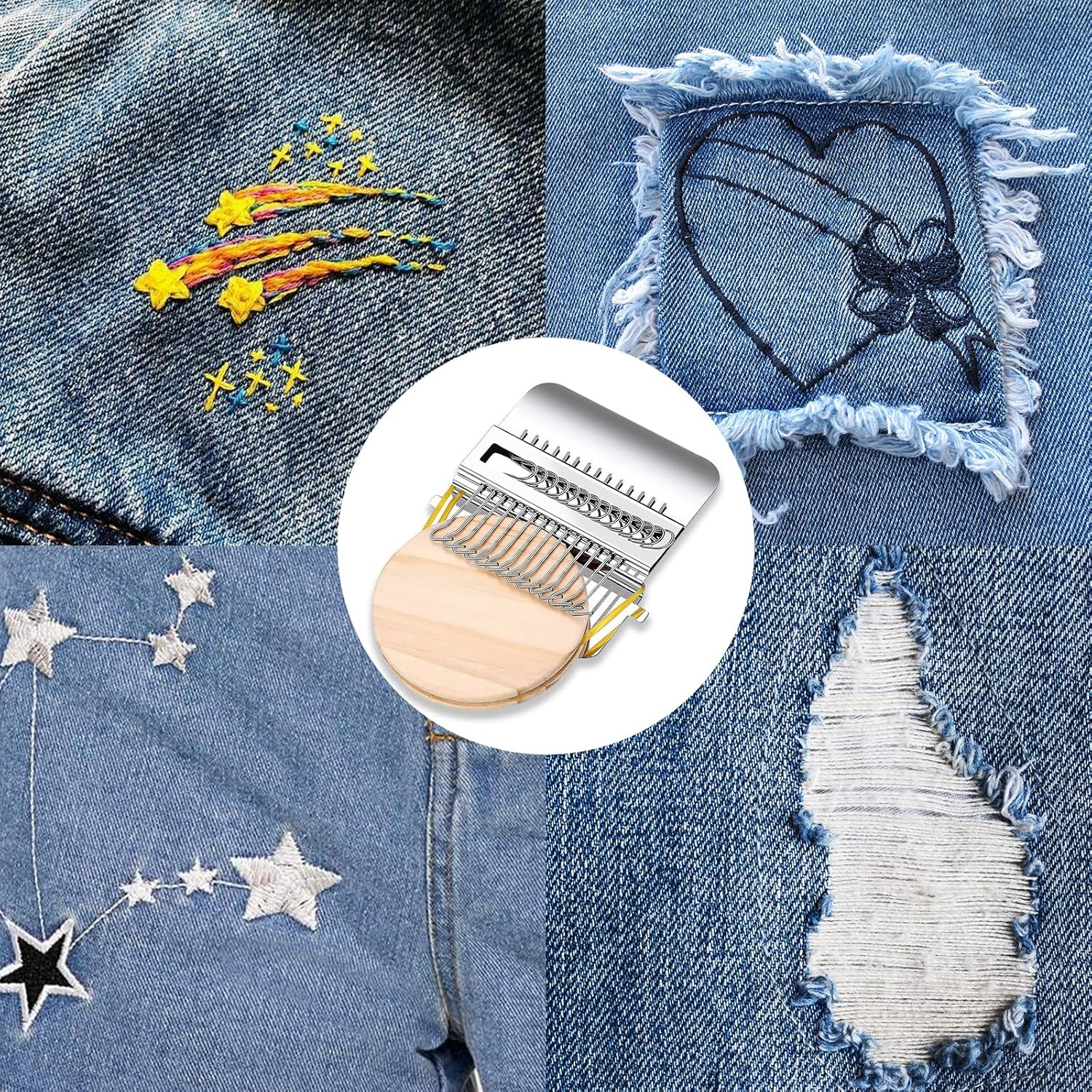 Knit Patch Kit - Patchmaker 2.0 Kit, Mini Darning Loom, Sewing Craft Supplies, K