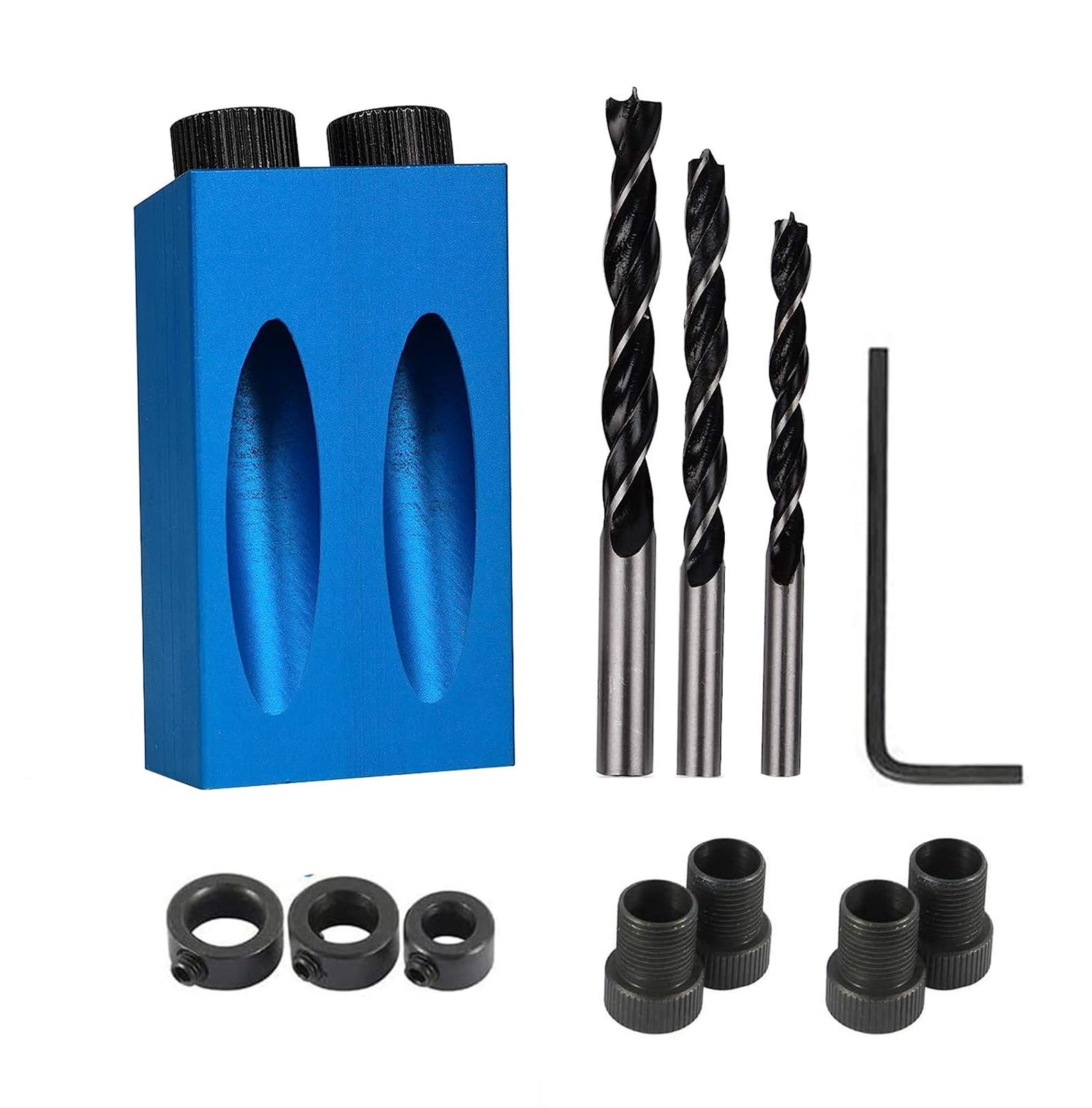 Pocket Hole Jig 14Pcs Kit - Woodwork Guides Joint Angle Tool Carpentry Locator