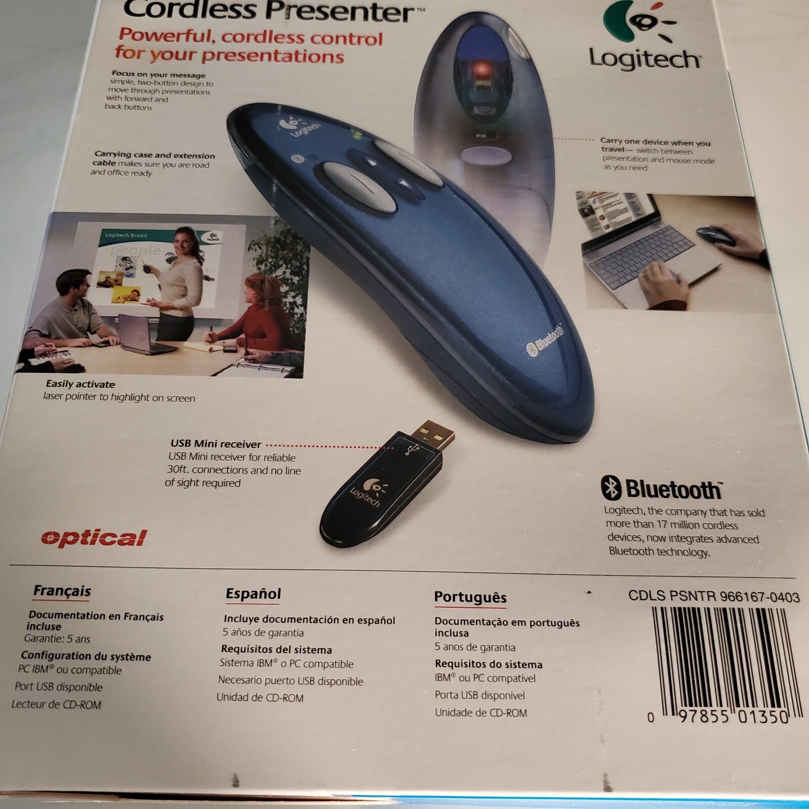 OPEN BOX - Vintage Logitech Bluetooth Cordless Presenter Laser Pointer/Mouse