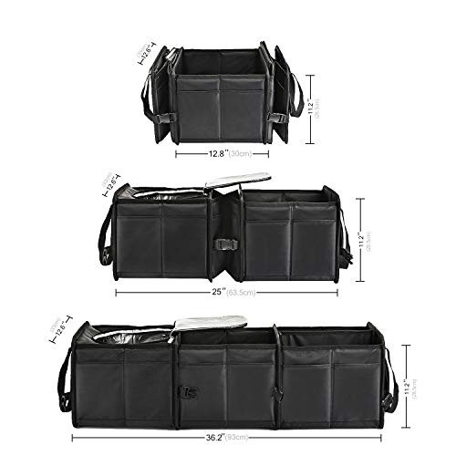 Durable Car Trunk Organizer with Premium 3 Compartments with Reflective Strip
