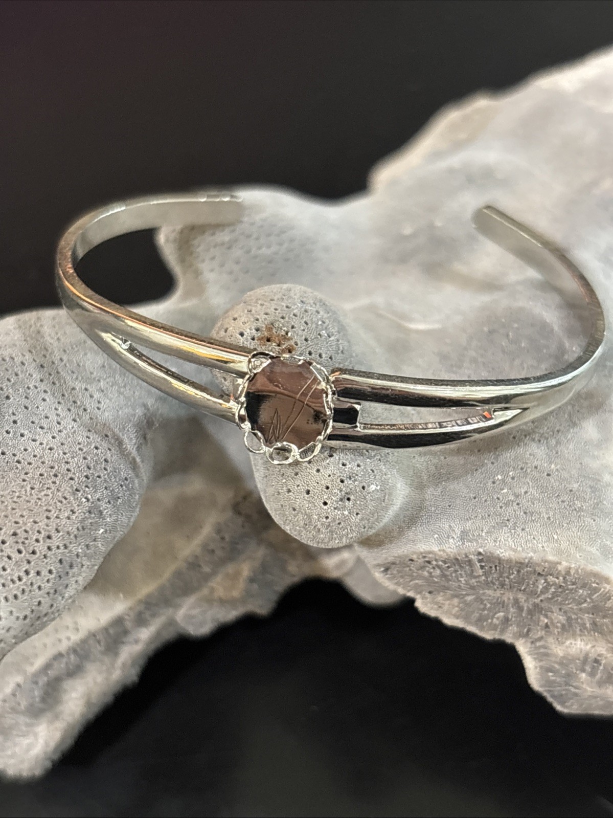 Silver Plated  Cuff Style Bracelet Setting for 8mm x 10mm Cabochons