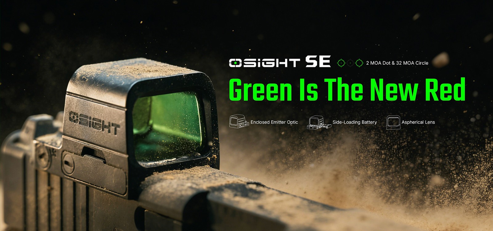 Osight SE Green 2 MOA Dot & 32 MOA Circle Enclosed Optic, RMSc Footprint