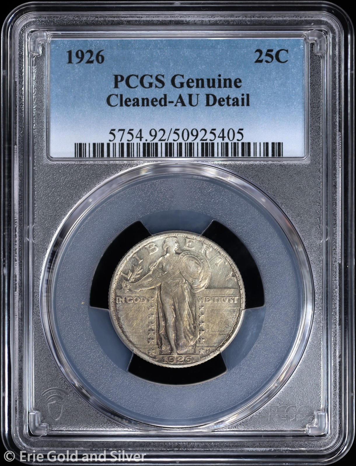 1926 25C Standing Liberty Quarter PCGS Genuine AU Detail
