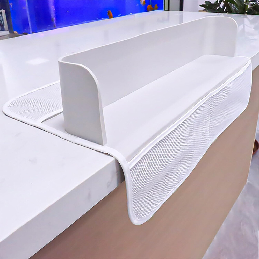 21.65" Bathtub Splash Guard & Bath Shelf Toddler Bath Tray for Kids Toys Storage