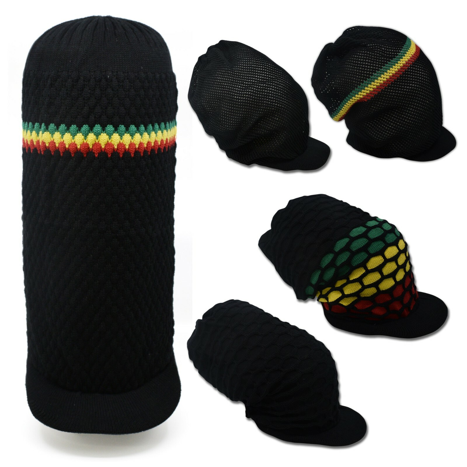 Jumbo Rasta Hat XL XXL Reggae Cap Rastafari Dreadlocks Peak Tam Roots Cotton