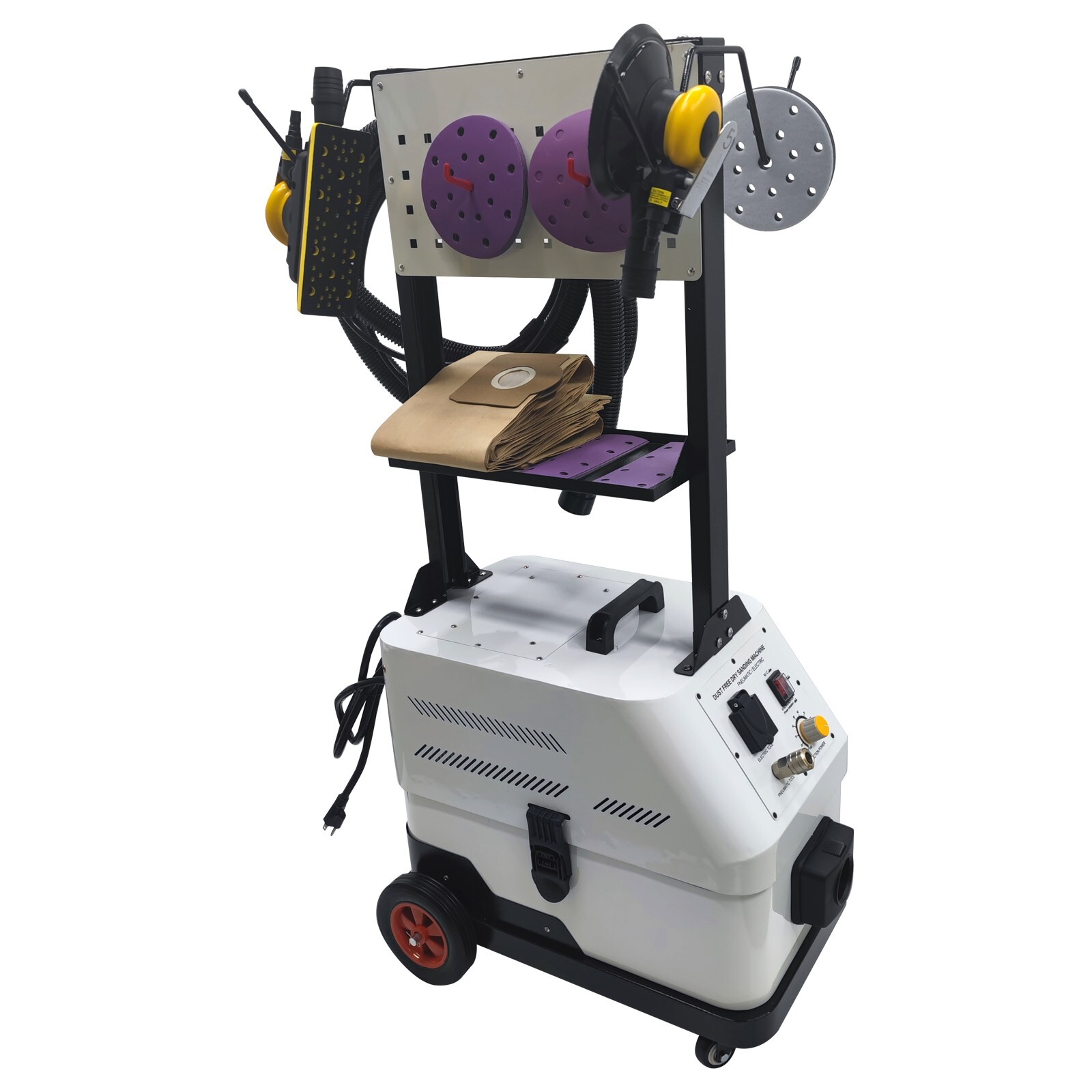 110V F7 Dust Free Dry Sanding Machine Pneumatic Two Senders12000rpm 20L Dust Bag
