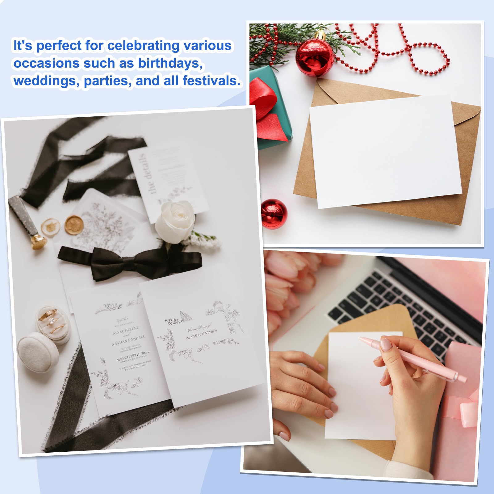 50 Set 4 x 6" Blank Multicolor Half Fold Card and Envelopes, Multicolor