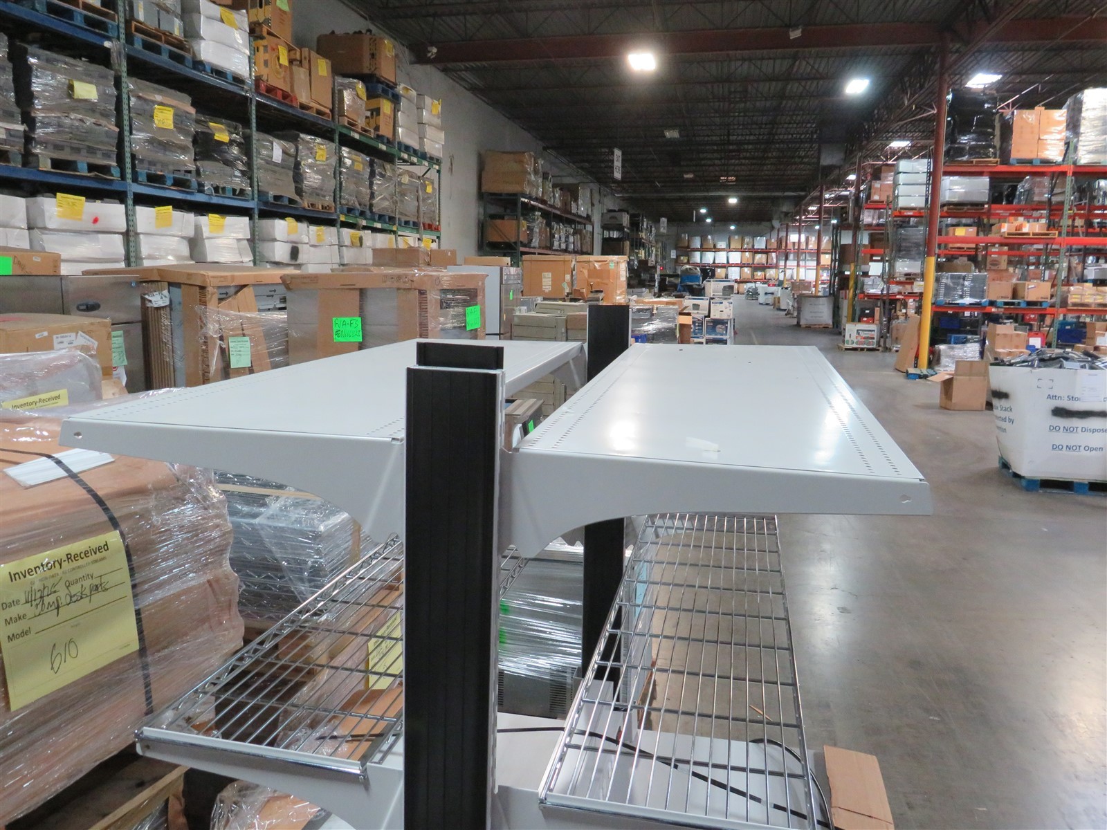 Double Sided 6ft Powered Industrial Workbench w/ Shelf and Electrical Outlets