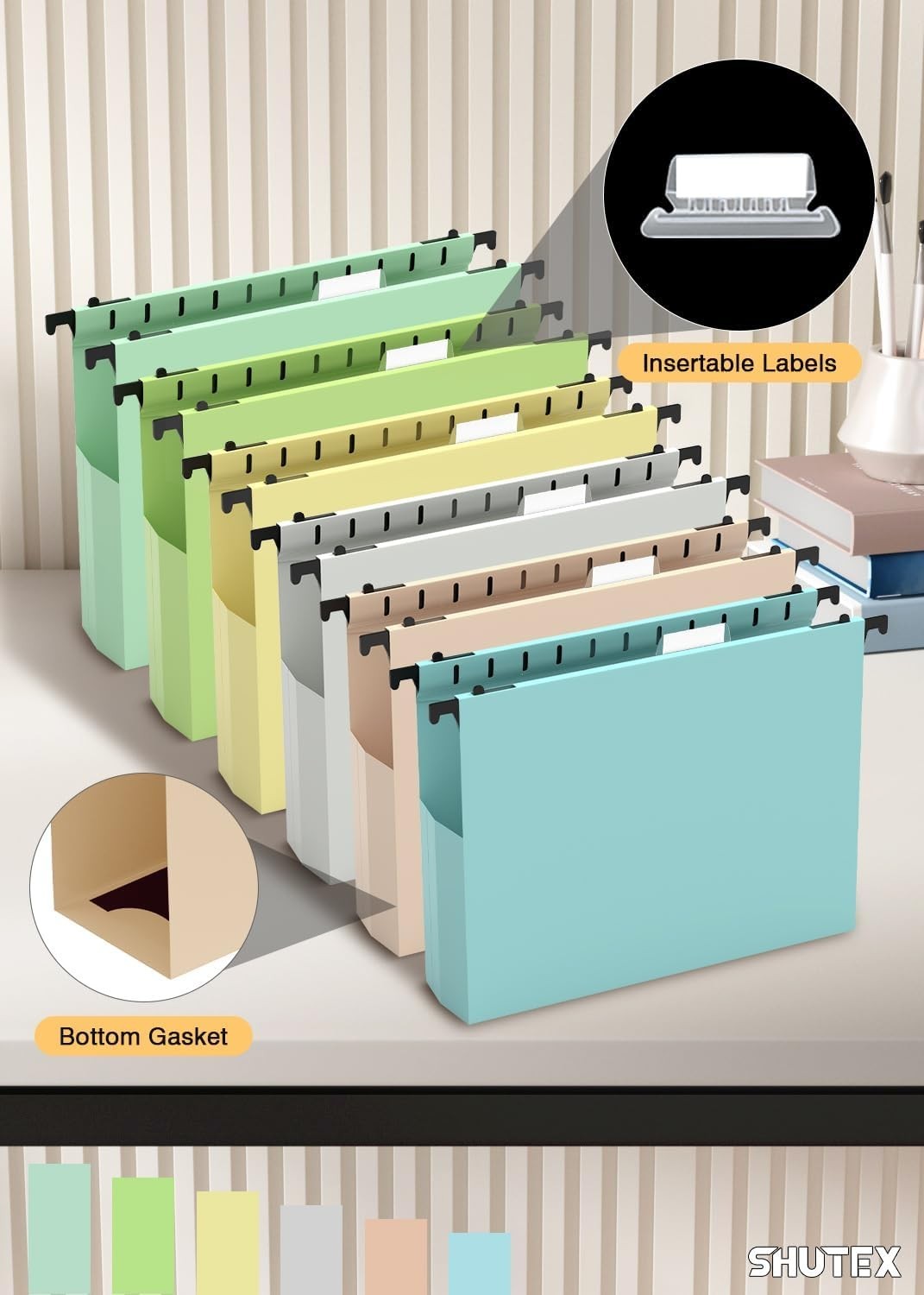 Extra Capacity Plastic Hanging File Folders,12 Pack Reinforced Hang Folder,Heavy