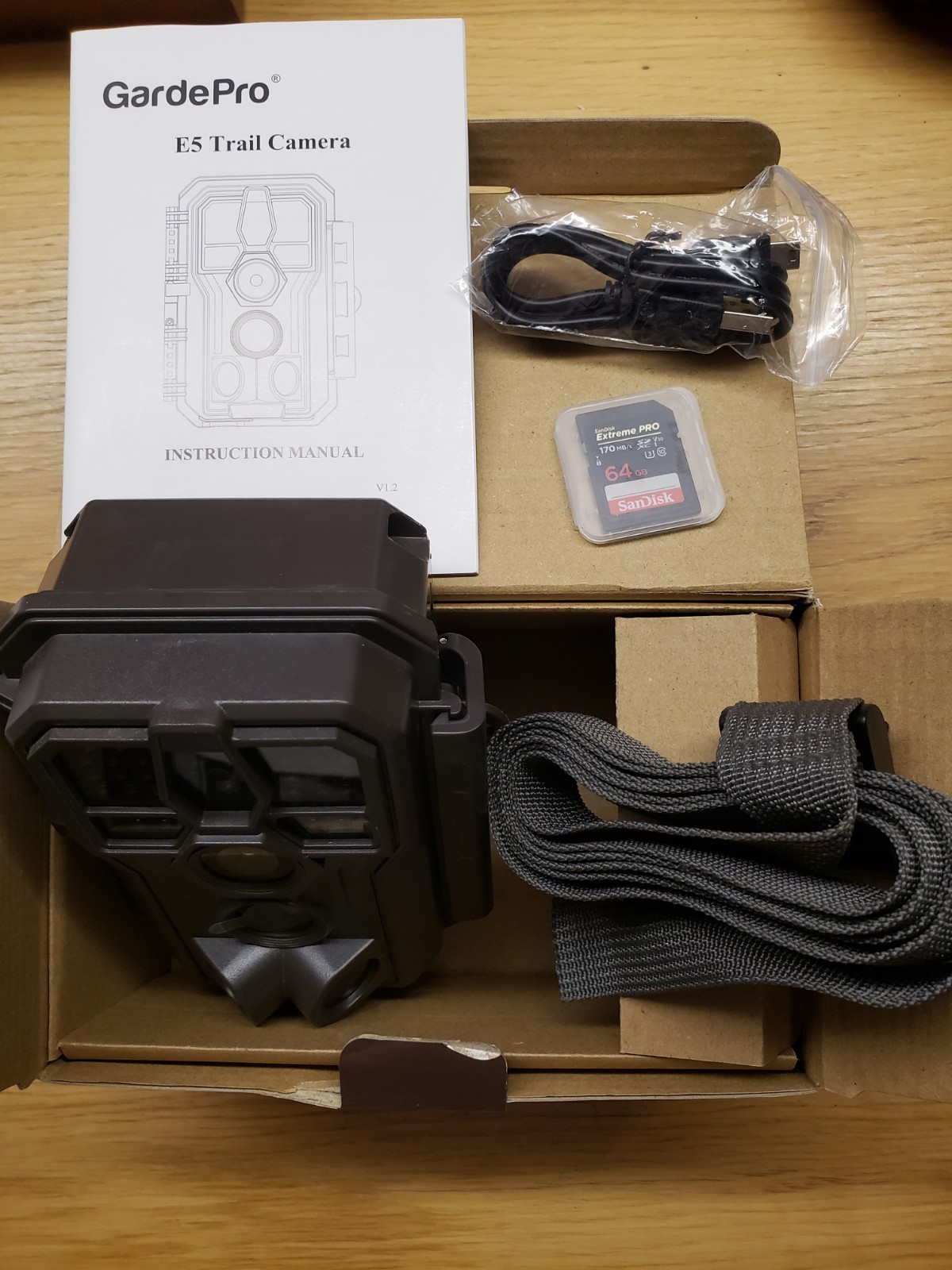 GardePro E5 Trail Camera Gray, USB SD Card with Accessories for Hunting