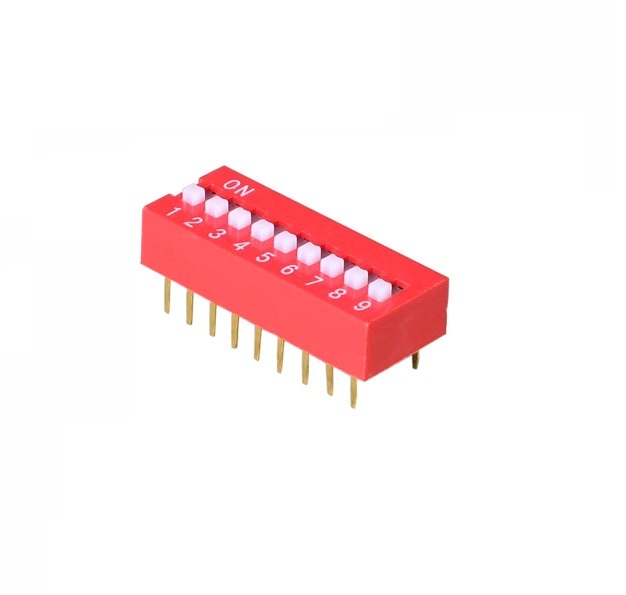 5PCS Red 2.54mm Pitch 9-Bit 9 Positions Ways Slide Type DIP Switch