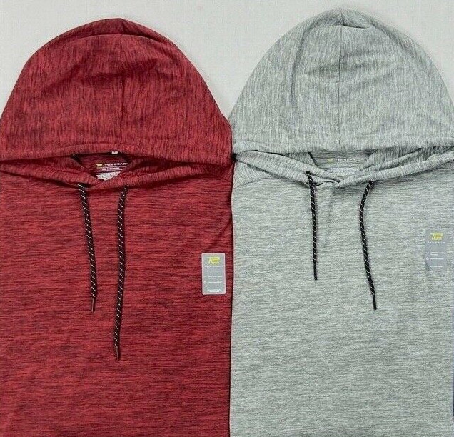 NEW Men's Tek Gear Active Wear Stretch Polyester Long Sleeve Hooded Shirt NEW