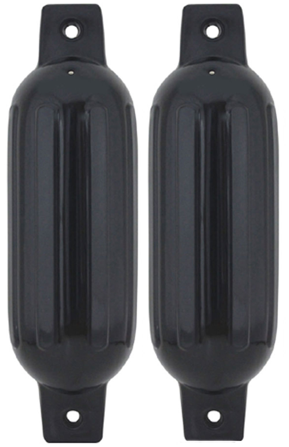 2 Pack 6-1/2 Inch x 23 Inch Double Eye Black Inflatable Vinyl Fenders for Boats