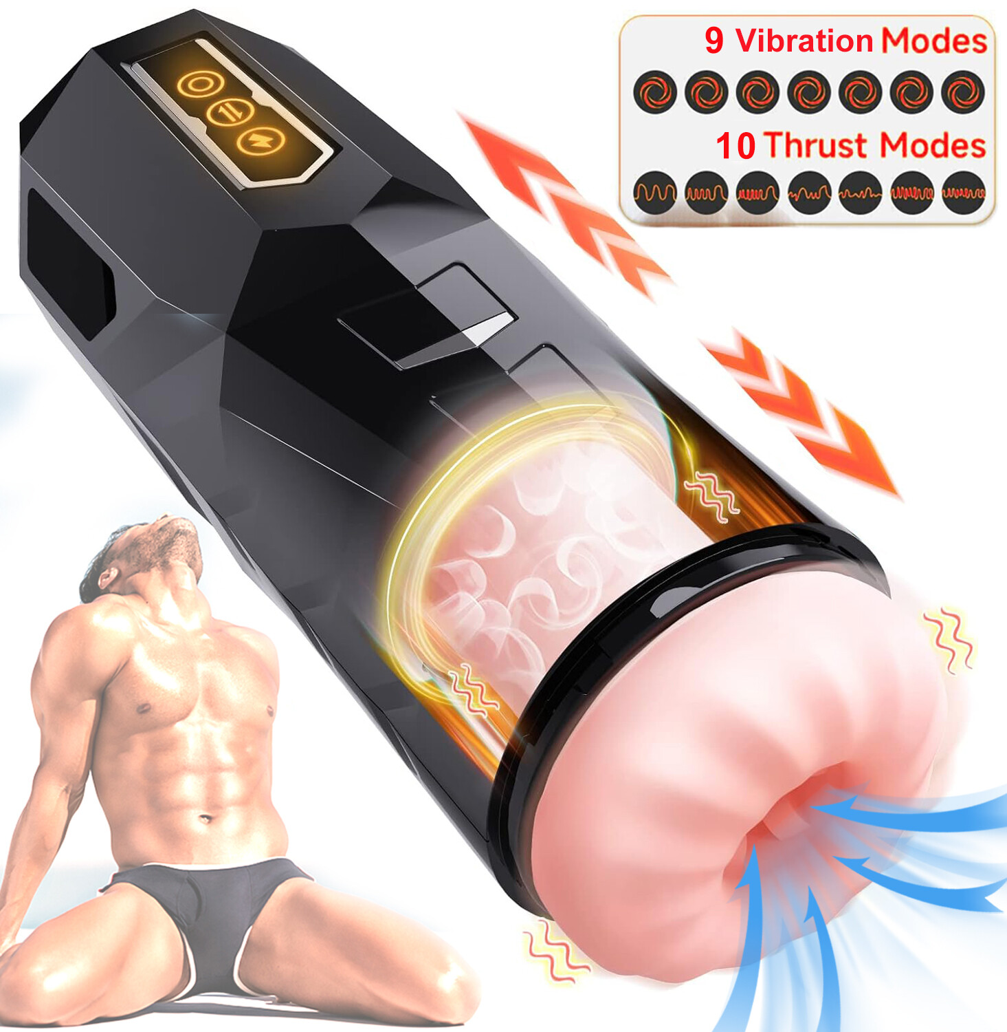 Male Masturbaters Cup Automatic HandsFree Vibrating Thrusting Stroker Lubricants
