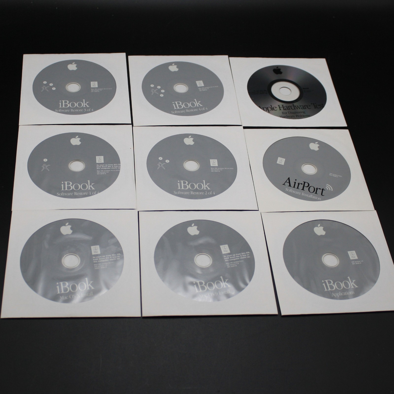iBook Mac OS 9 & X 10.1.4 Install 2002 Disc 1, 2 ,3, 4 Plus Software