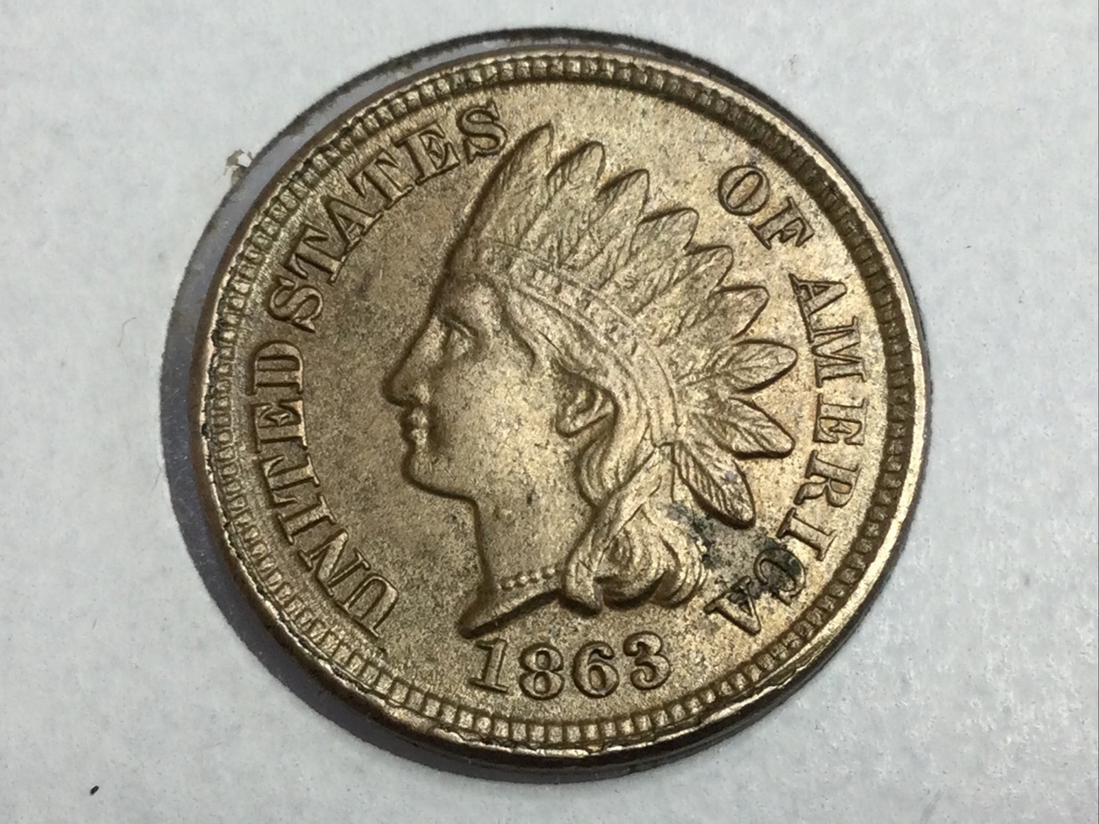 1863 Copper Nickel Indian Cent in uncirculated