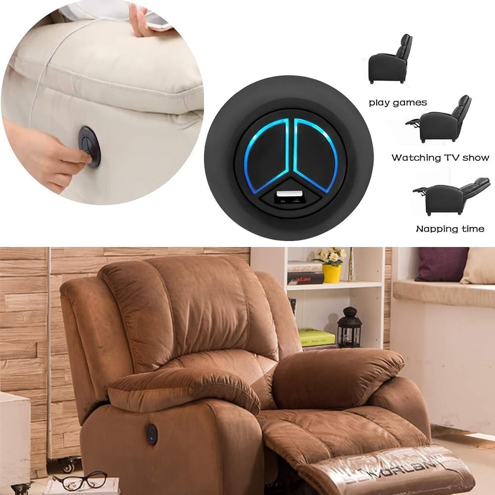 Elegant 2-Key Electric Recliner Switch with USB Charging - 5-Pin Compatibility
