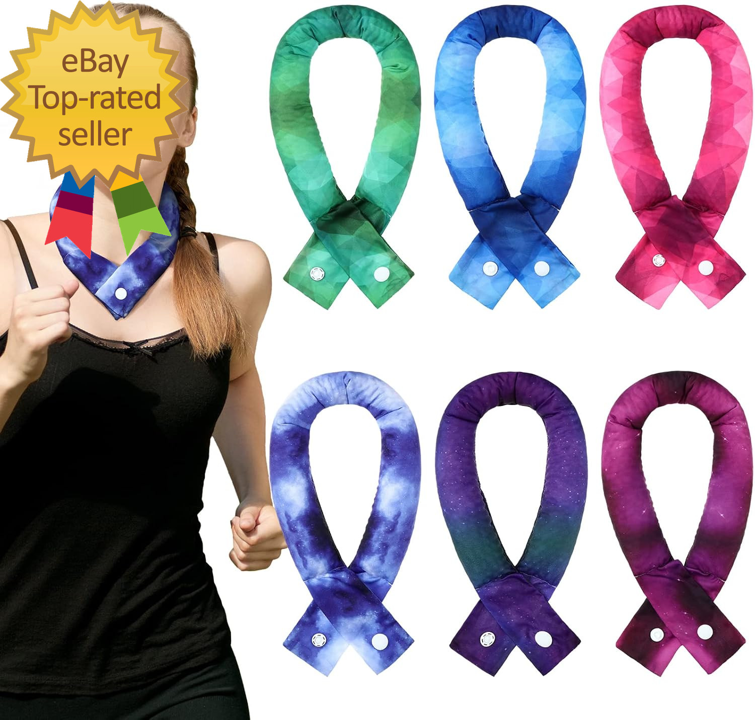 6 Pieces Cooling Neck Wraps Cooling Bandana Neck Cooler Ice Cooler