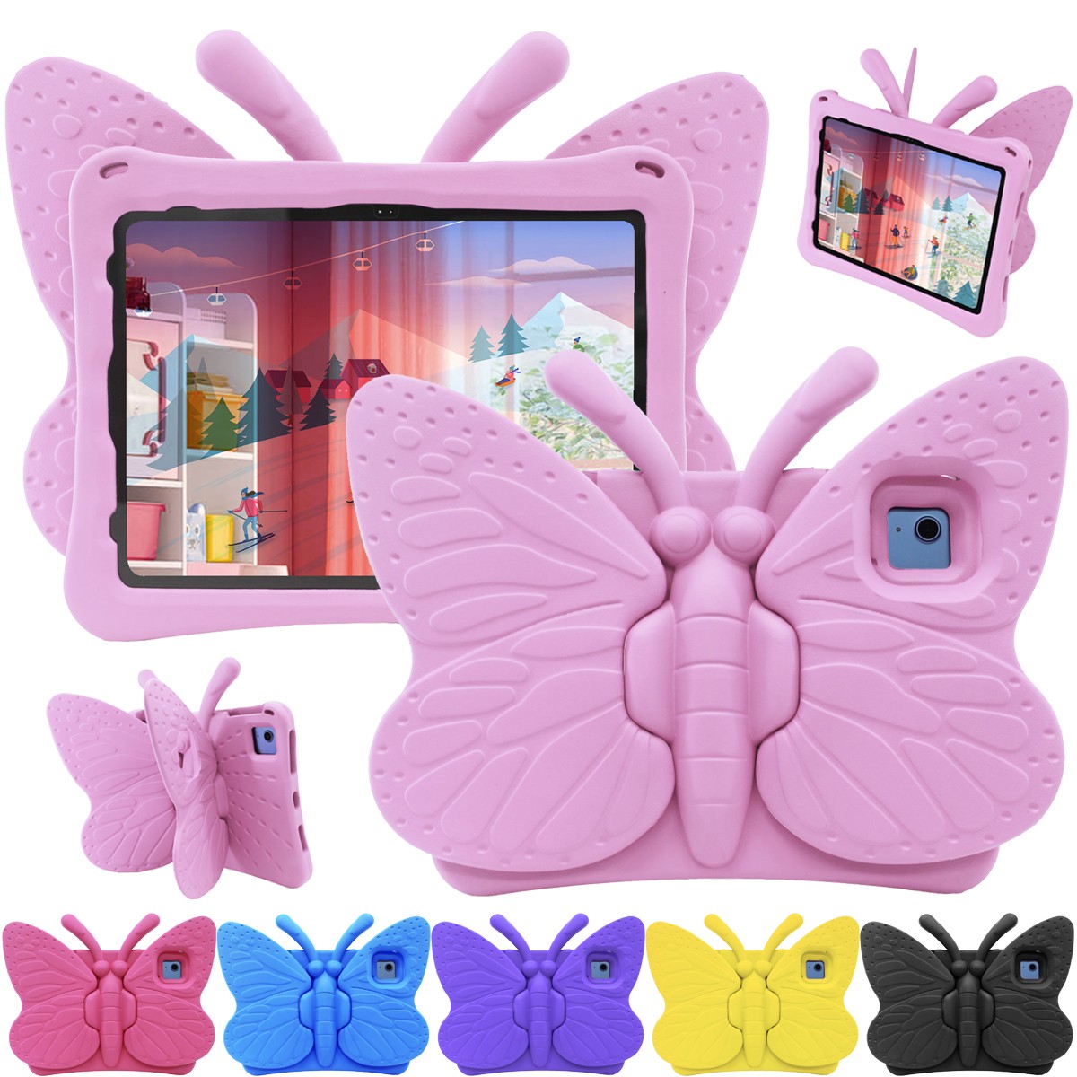 Kids Butterfly Stand Case for iPad (A16) /10th 9th 8th 7th & Mini 1/2/3/4/5/6/7