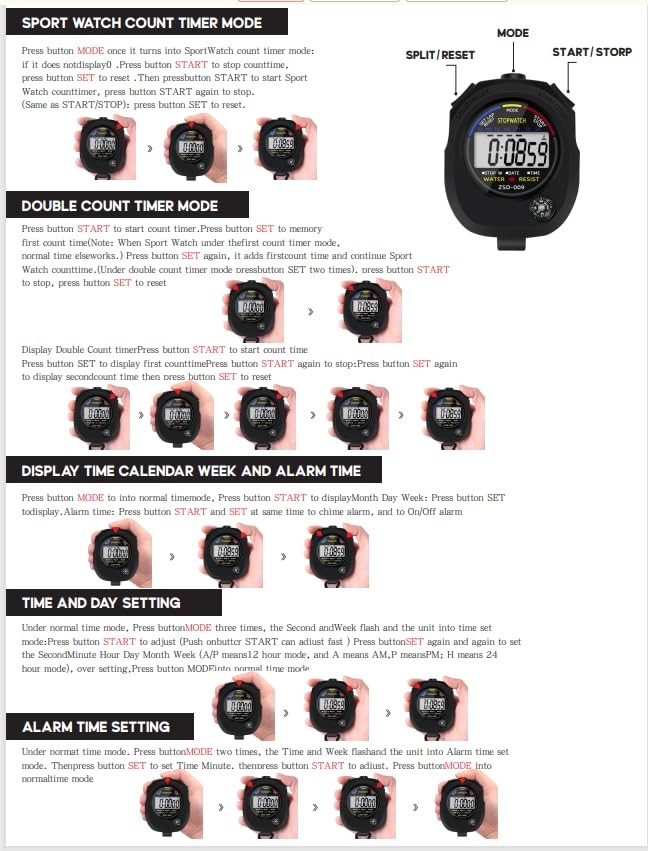 2 Pack Digital Stopwatch Timer with Alarm, Large Display for Coaches & Referees