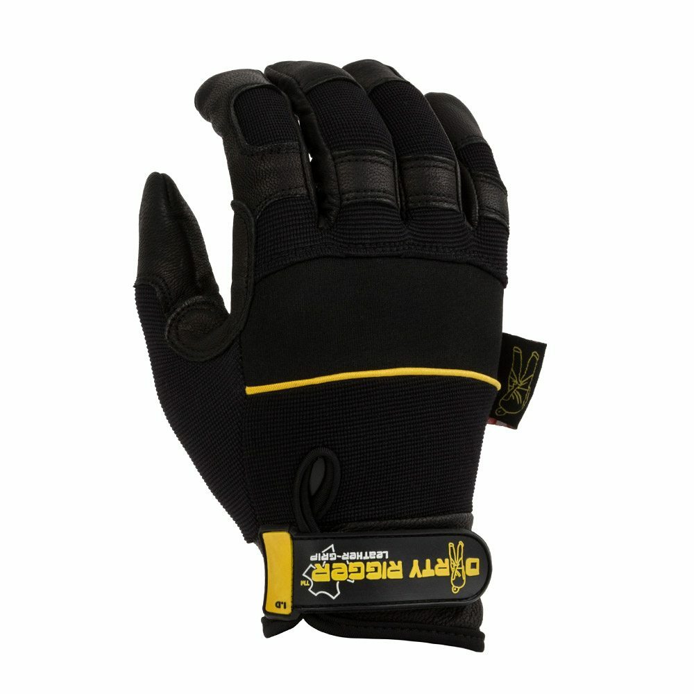 New Dirty Rigger Leather Grip Full Finger Rigger Gloves - Small Size - Black