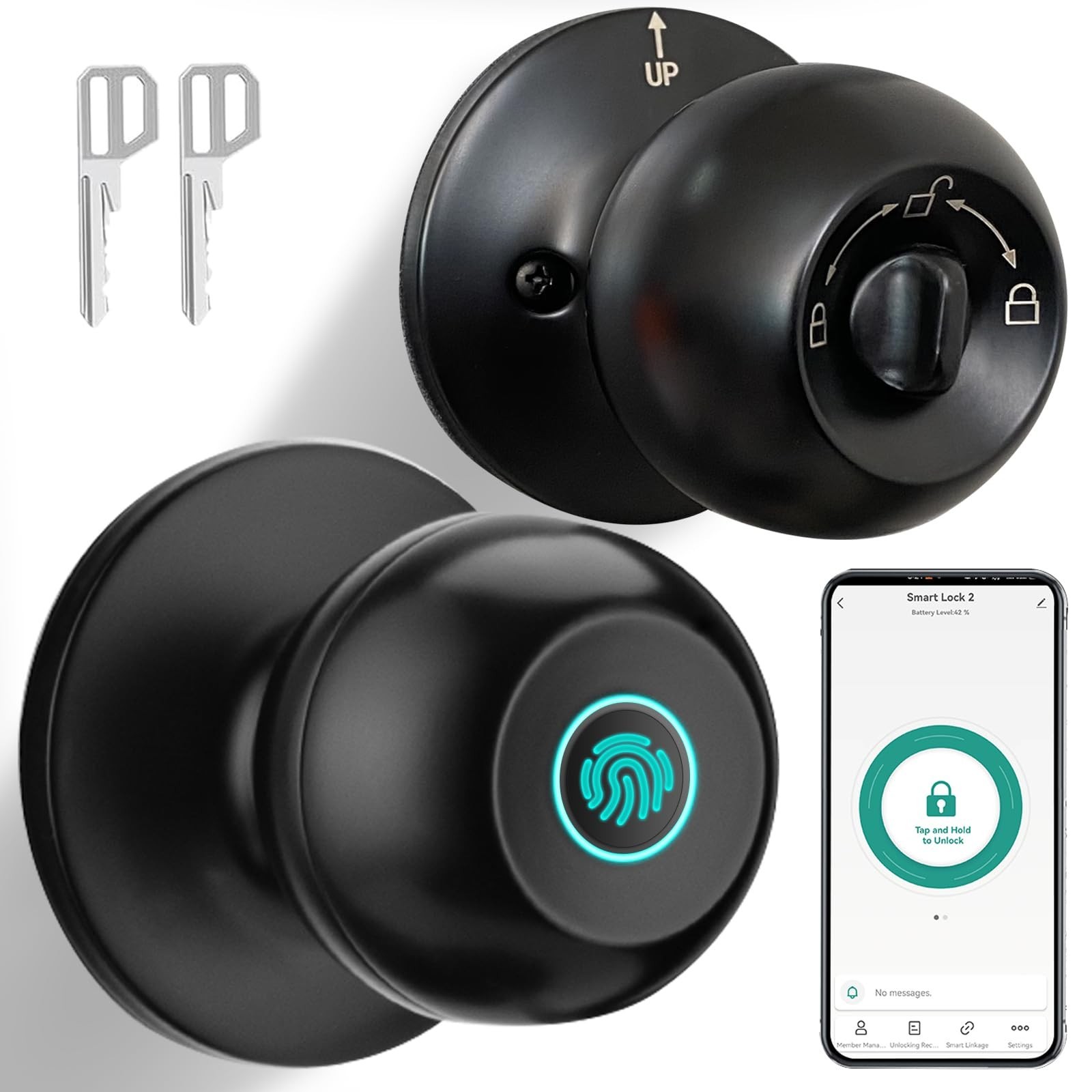 JO.KO Fingerprint Door Lock, Biometric Door Lock with App Control & Key, Smar...