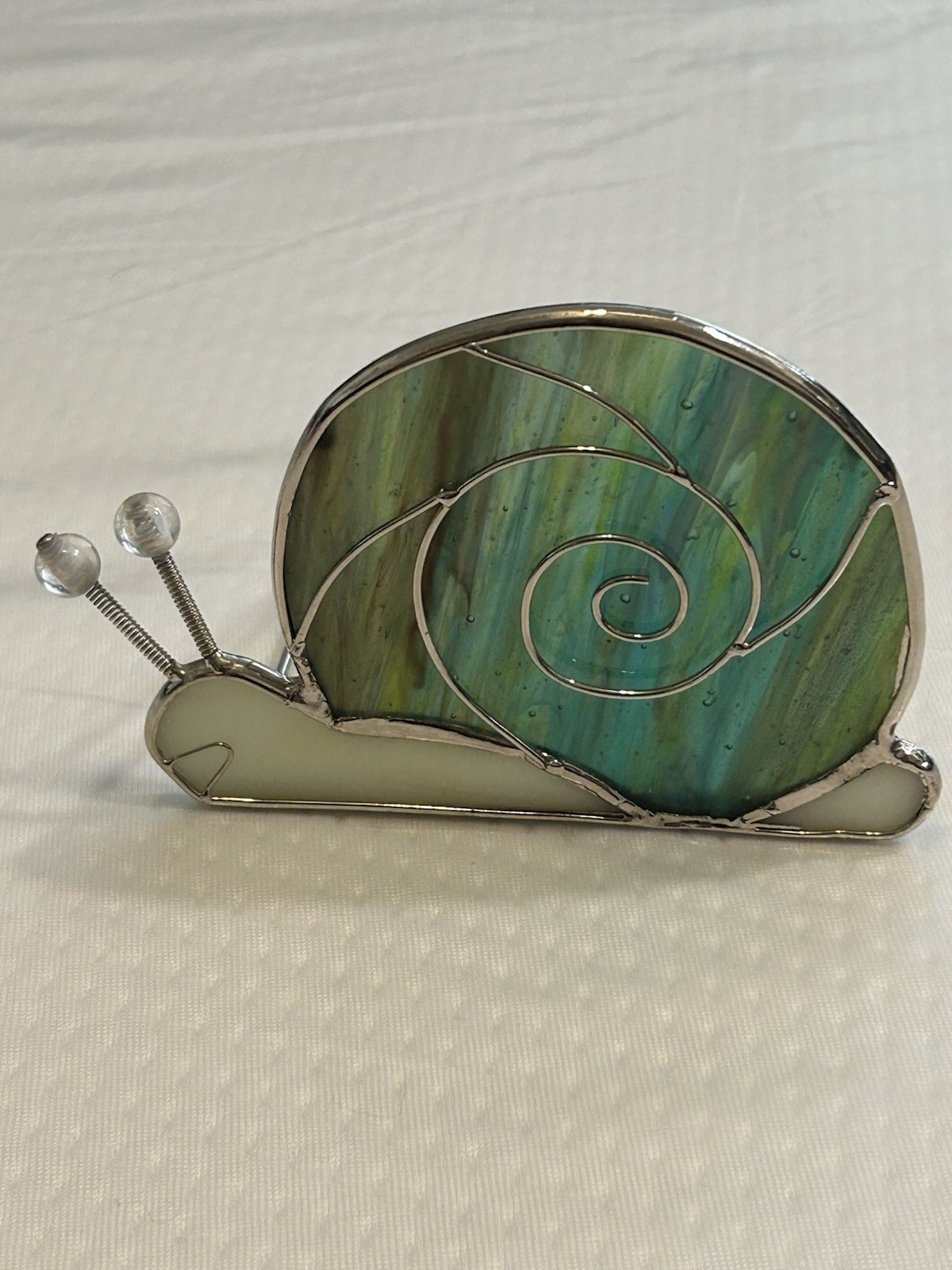 Adorable Stained Glass Snail Plant Or  Candle Holder Window Sill Sun catcher