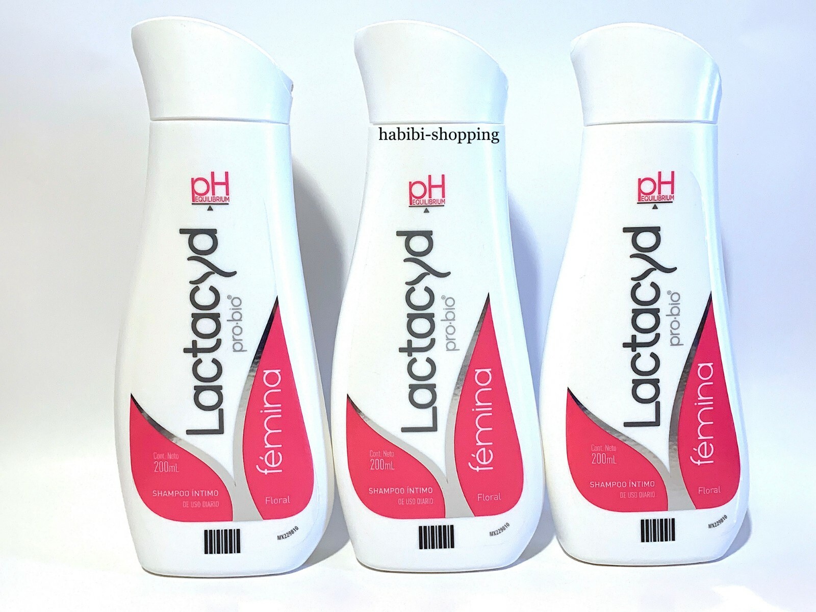 3 BOTTLES LACTACYD PRO-BIO(fémina floral)Shampoo Íntimo de uso Diario 200ml c/u