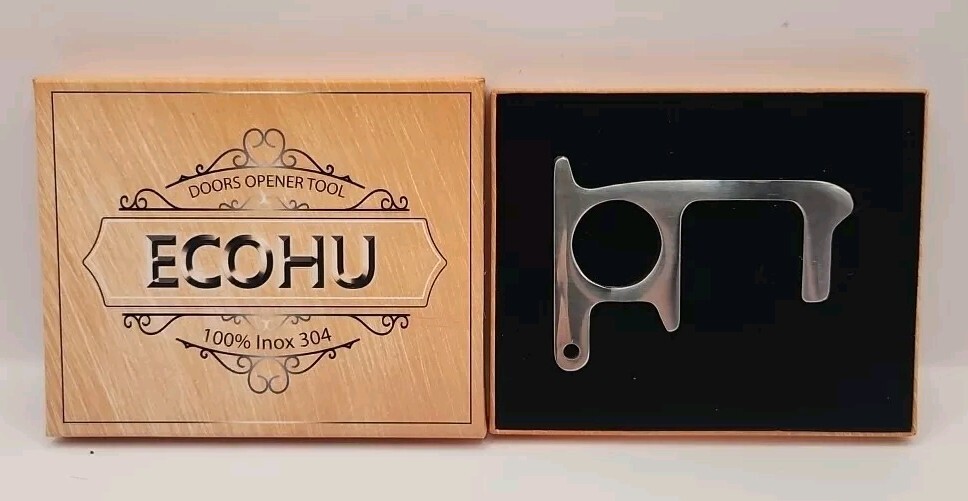 Ecohu Contactless Metal Door Opener Tool Key Ring Germ Free Hygienic NIB