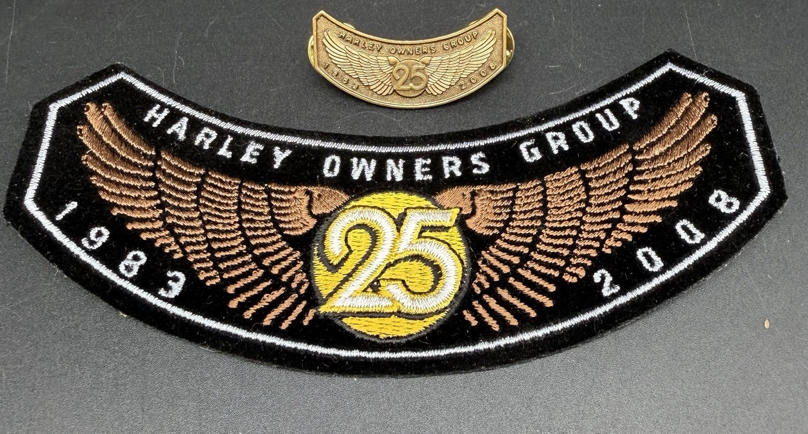 Harley Davidson 1983-2008 25 Years HOG Harley Owners Group Patch & Pin New