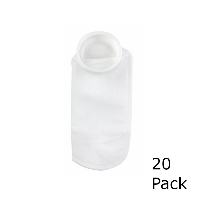 Simplicity 7" x 16" 200 Micron Aquarium Filter Sock w/ Plastic Ring (20 Pack)