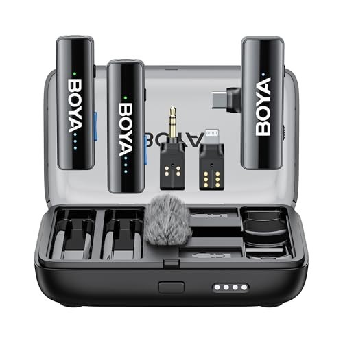 BOYA BOYALINK 2 Wireless Lavalier Microphone for iPhone Camera Android, Mini Lap