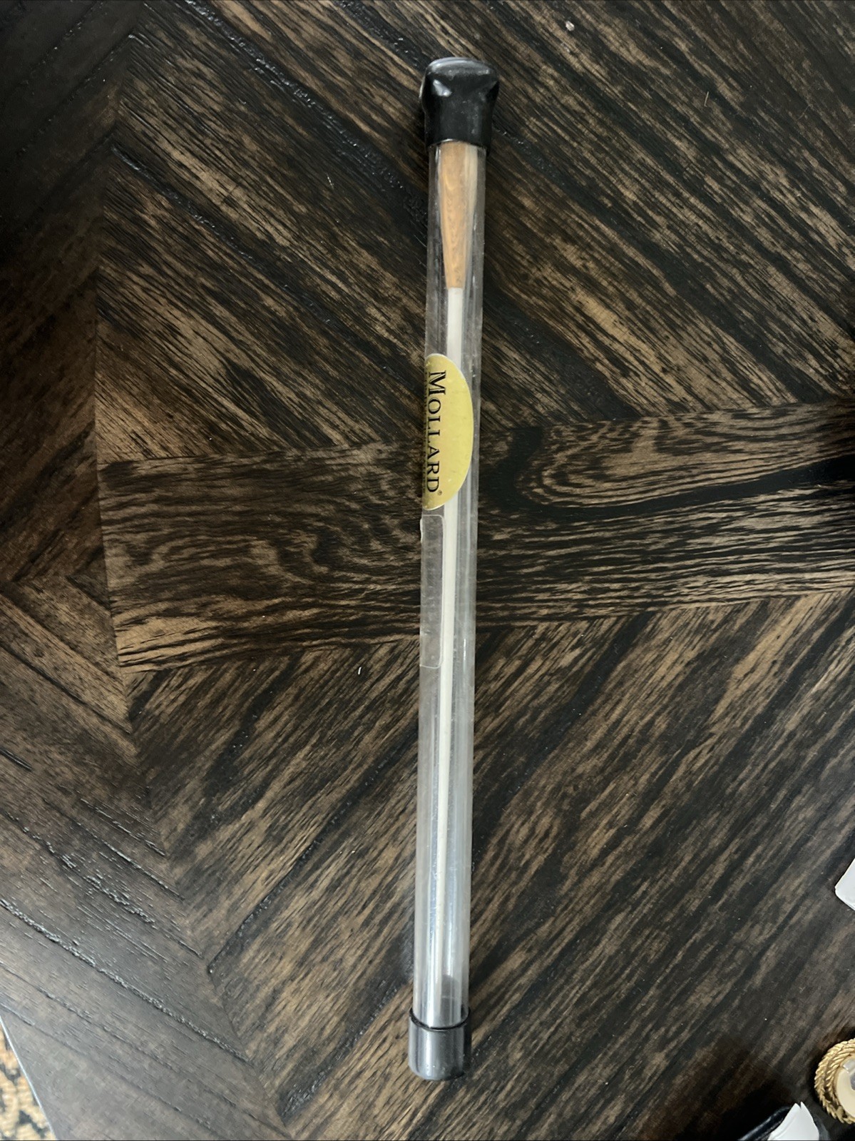 Mollard Conducting Baton with Zebrawood Handle, white stem and Tube Case