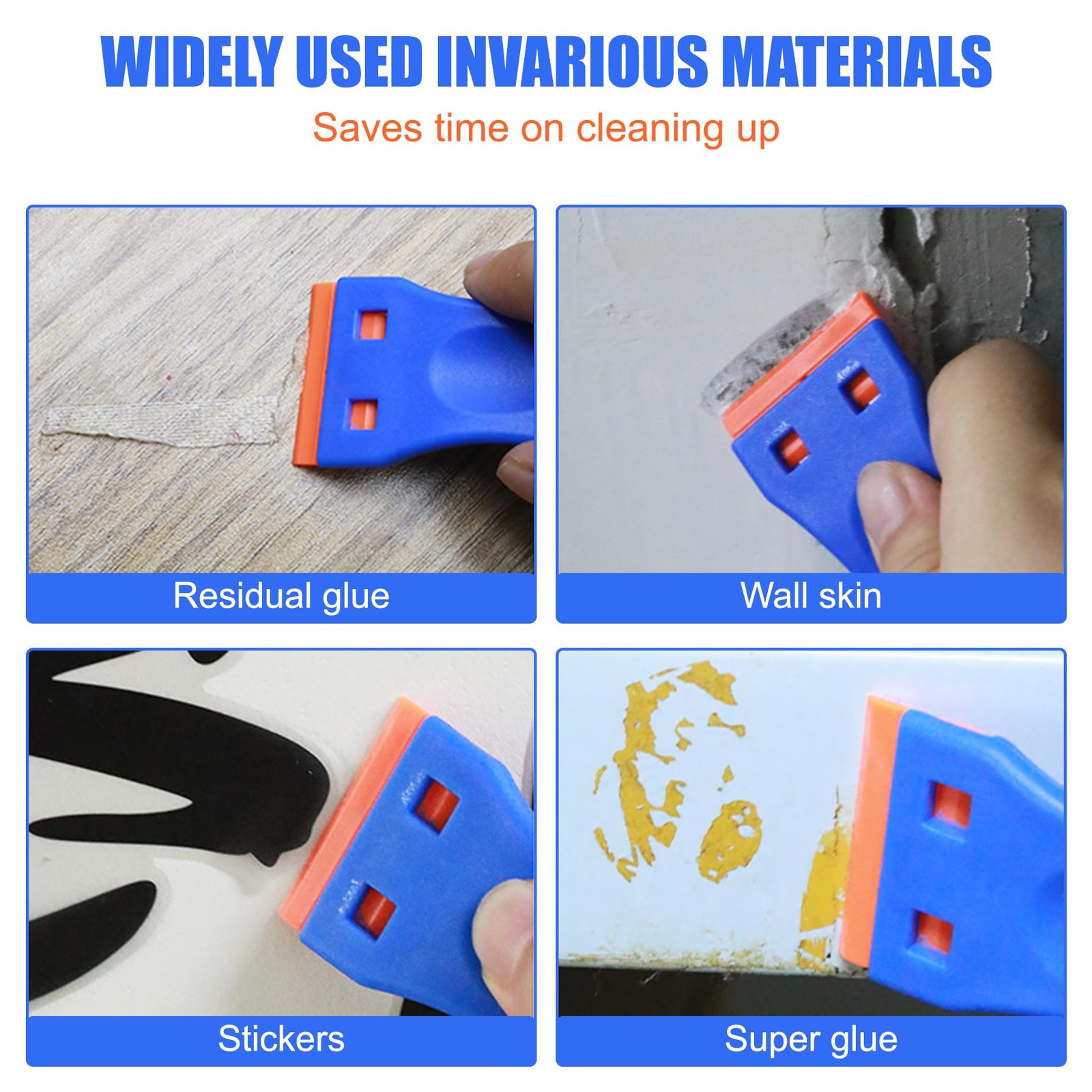4 Pcs Plastic Razor Blade Scraper and 120 Pcs Blades, Remove Label Decal Tool...