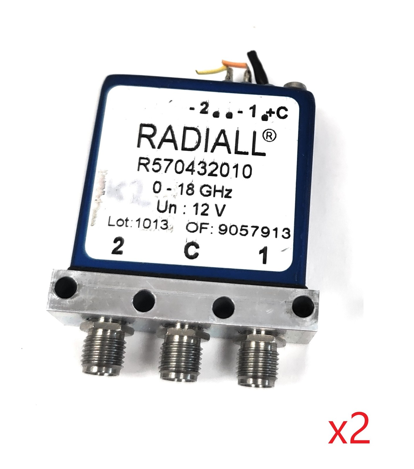 Lot of 2 Radiall SPDT SMA DC-18GHz RF Microwave Switch Latching 12VDC R570432010