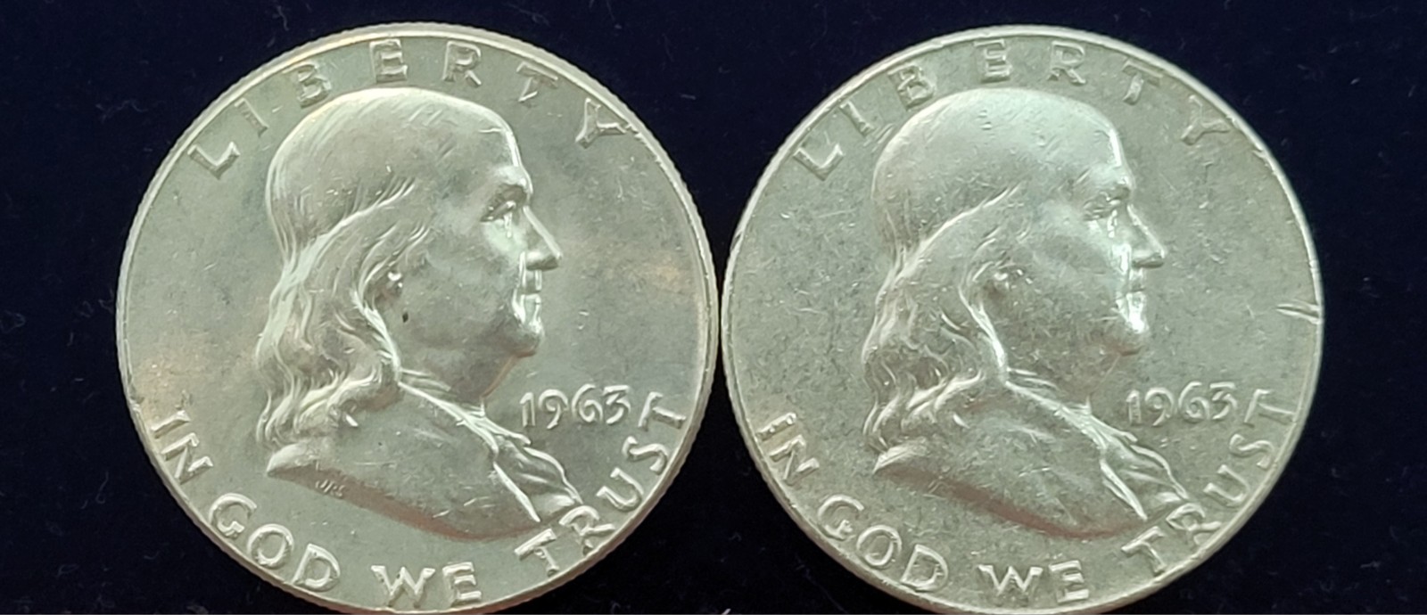 1963-P & 1963-D Franklin Half Dollar 90% Silver Coins - 2 Coin Lot